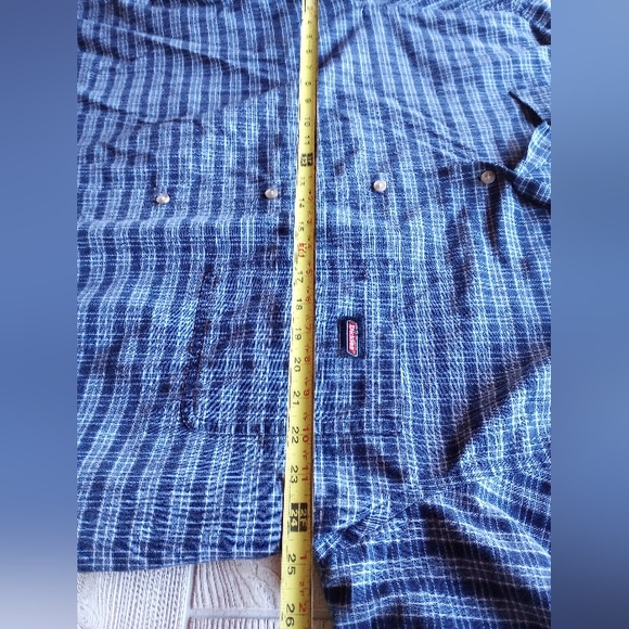 Dickies Men's Relaxed Fit Short Sleeve Button Down Shirt Blue Plaid Size XL - Picture 3 of 5